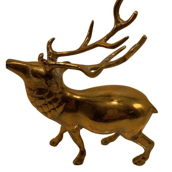 Vintage Brass Stag Deer Elk Reindeer Figurine Sculpture Decoration Collectible - Picture 3 of 8